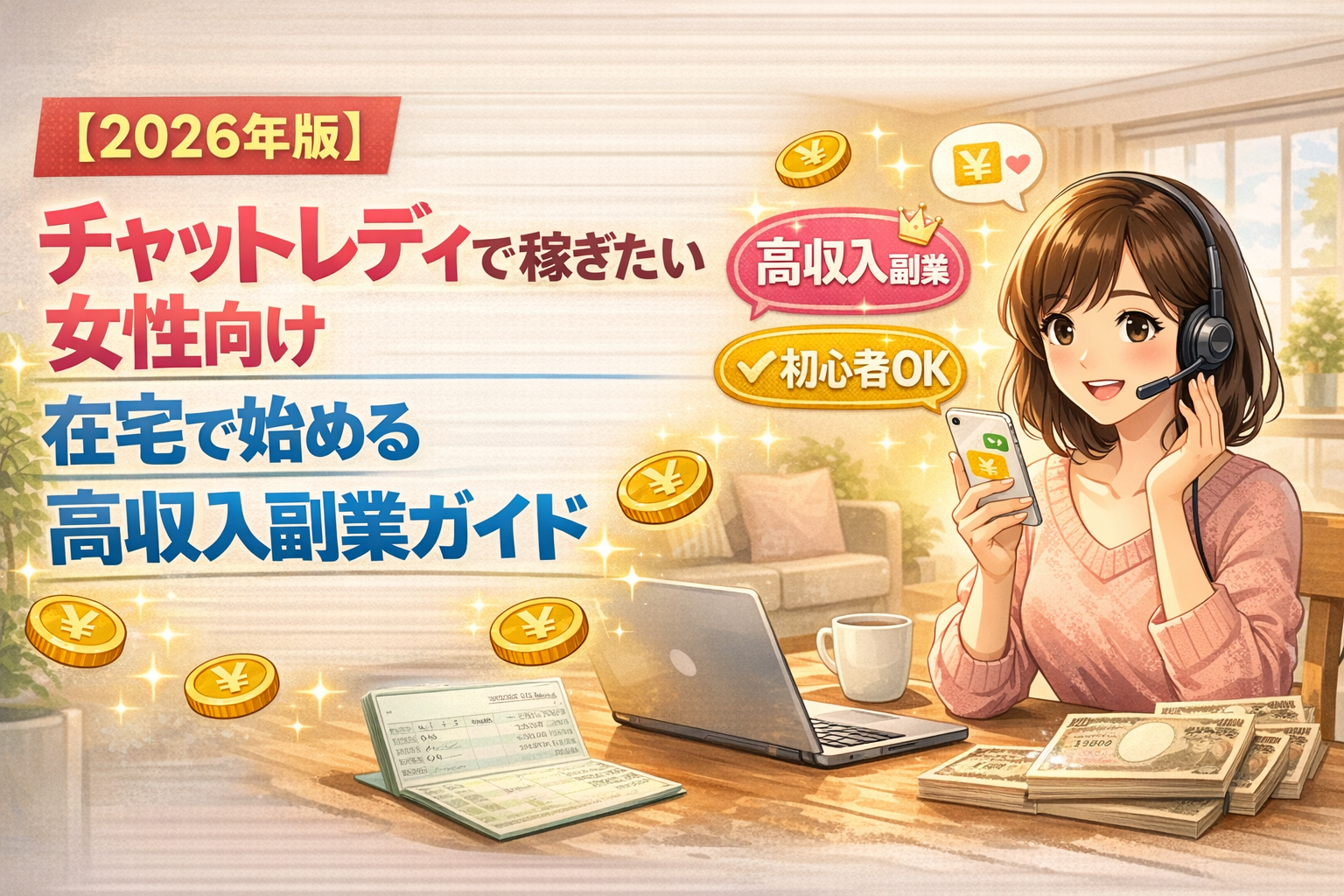 【2026年版】チャットレディで稼ぎたい女性向け|在宅で始める高収入副業ガイド